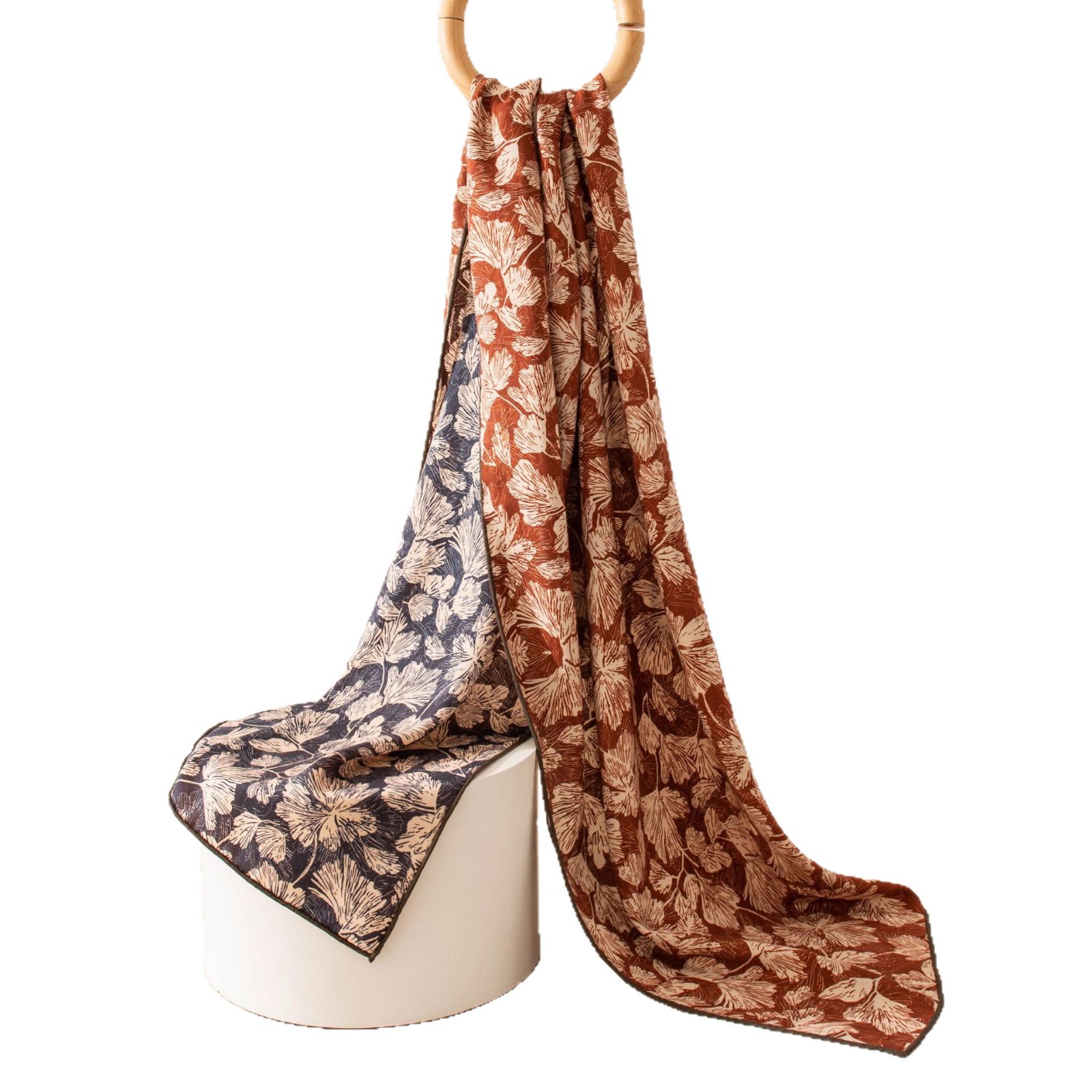 The Silk Wool Ginkgo Leaf Long Shawl - Image 5