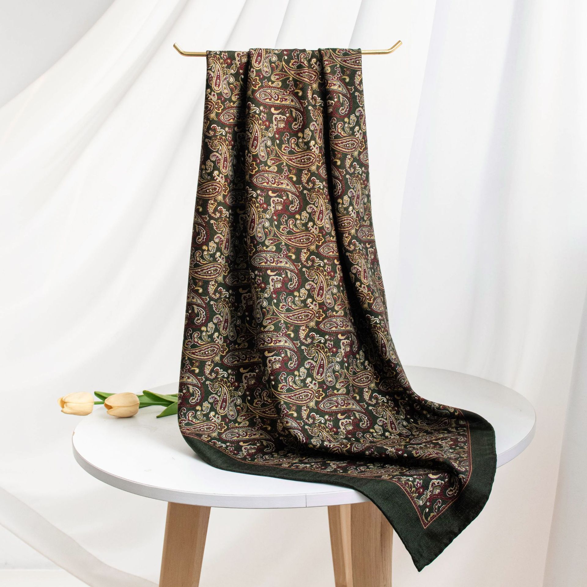 FHZ25-90216-2 Hand Rolled - Double Sided Paisley Dark Green