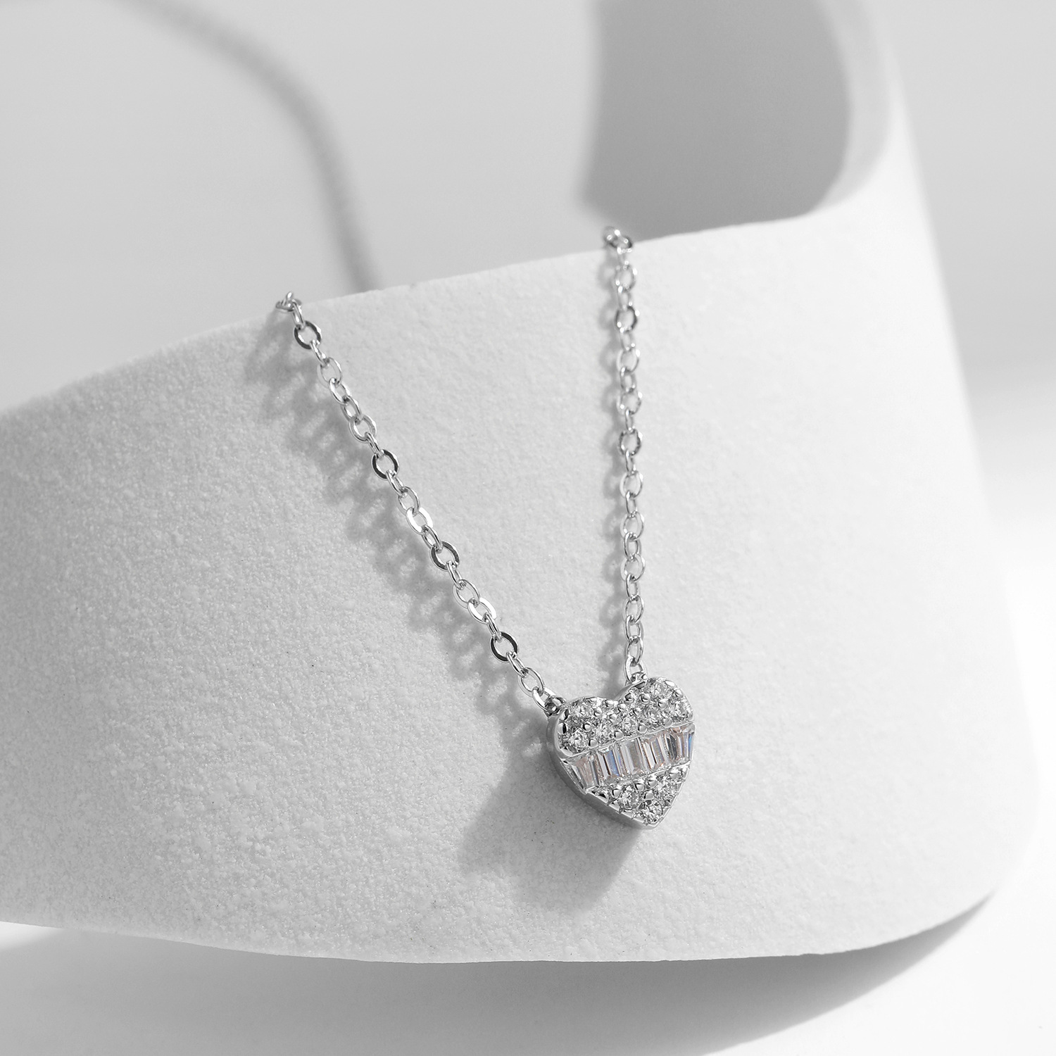 The Heart Rhinestone S925 Sterling Silver Pendant Necklace - Image 4