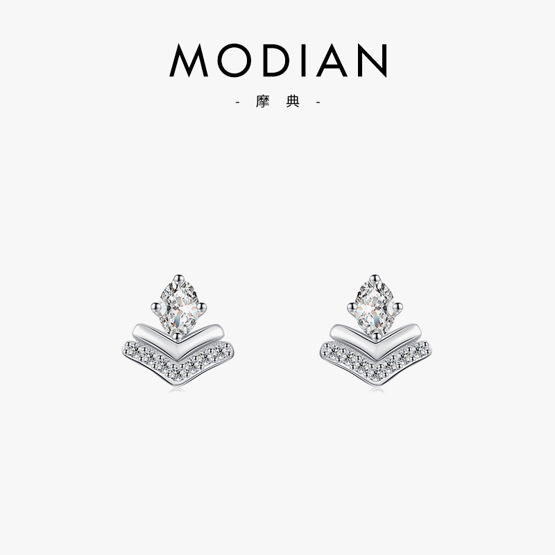 The S925 Sterling Silver Geometric Crown Earrings