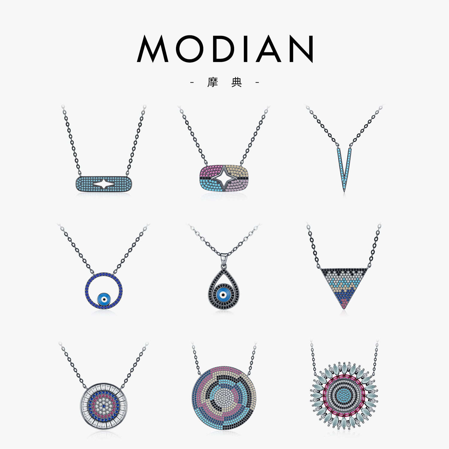 The S925 Sterling Silver Turquoise Full Diamond Necklace