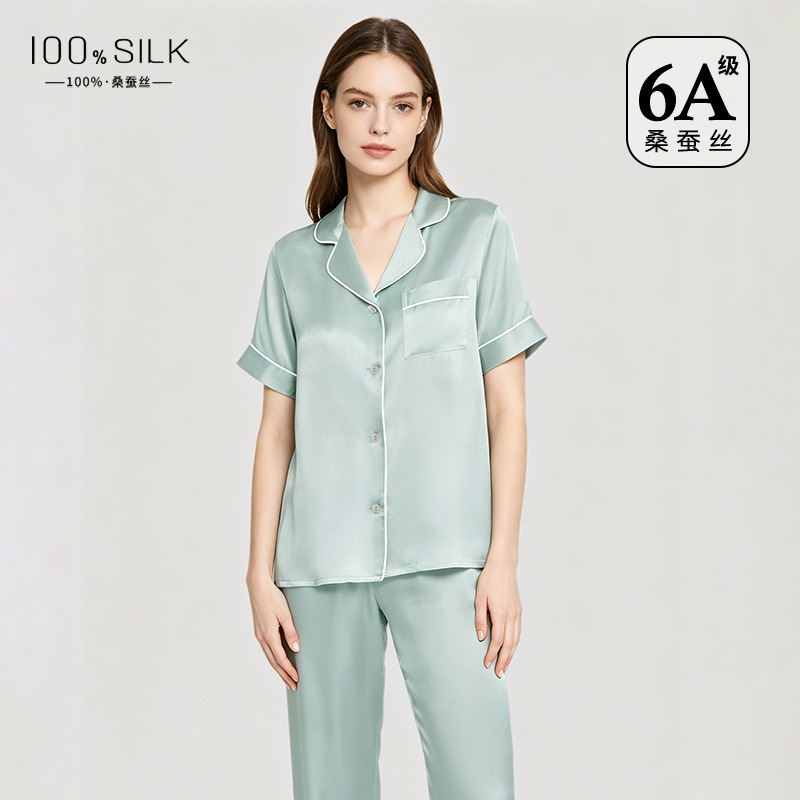 The 19 Momme 100% Mulberry Silk Short Sleeve Pajama Set - Image 3