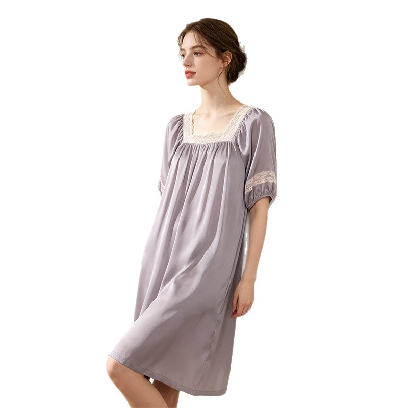 The 100% Mulberry Silk Square Neck Nightgown with Padded Bra - Image 5