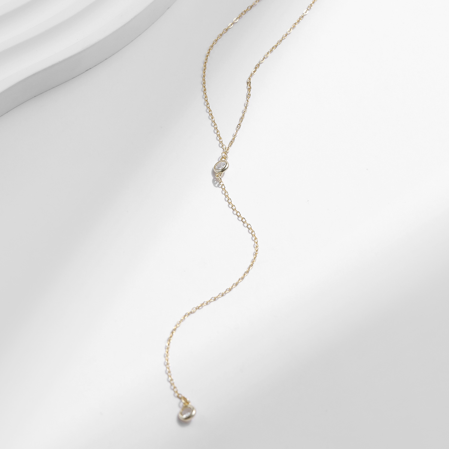The 925 Sterling Silver Diamond Minimalist Long Chain Necklace - Image 3