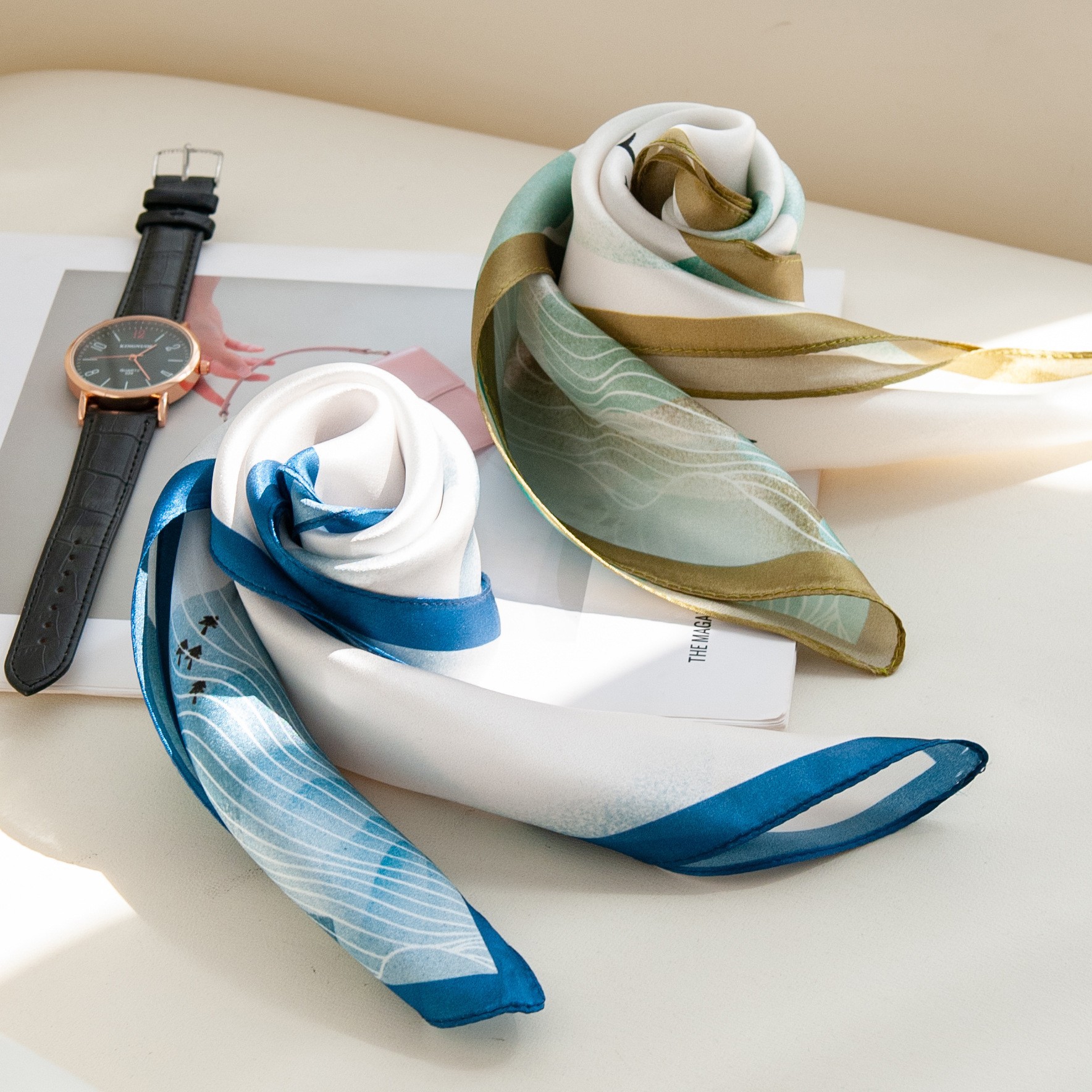 The Mulberry Silk Satin Lightweight Square Scarf - Image 2
