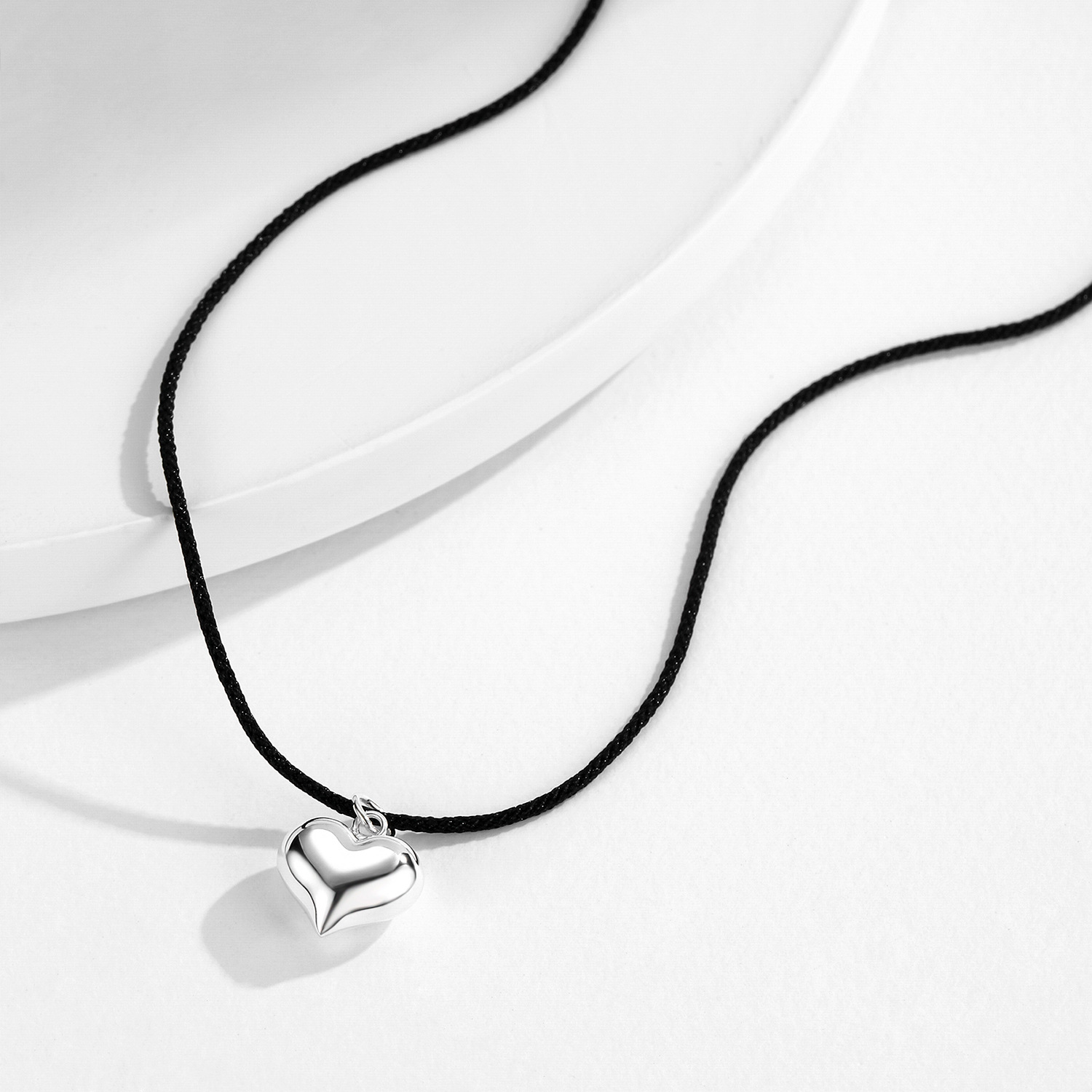 The S925 Sterling Silver Mirror Heart Pendant Long Necklace - Image 4