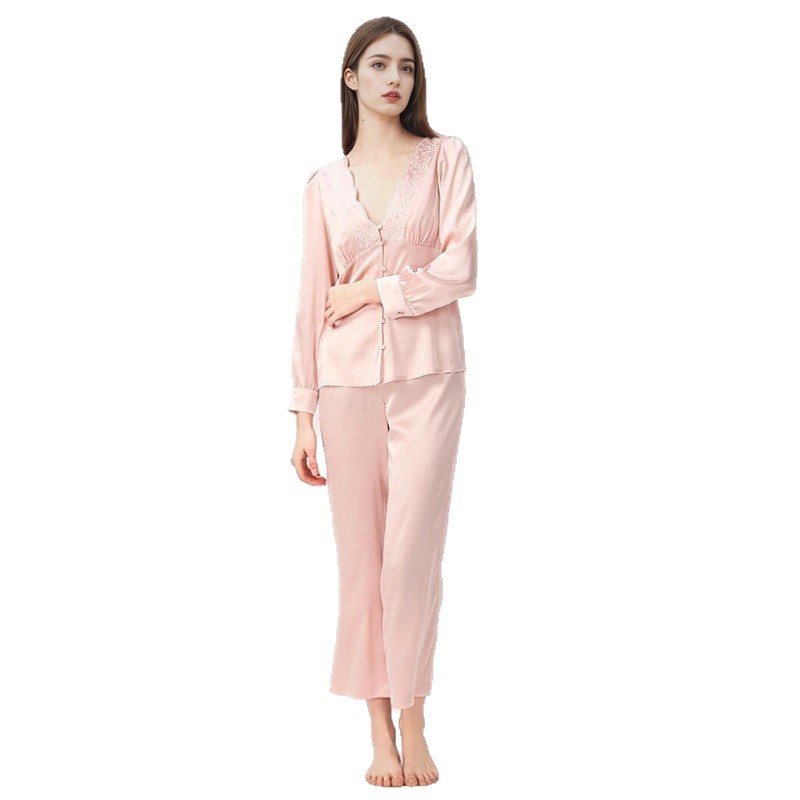 The 19 Momme 100% Mulberry Silk Long Sleeve Pajama Set - Image 5