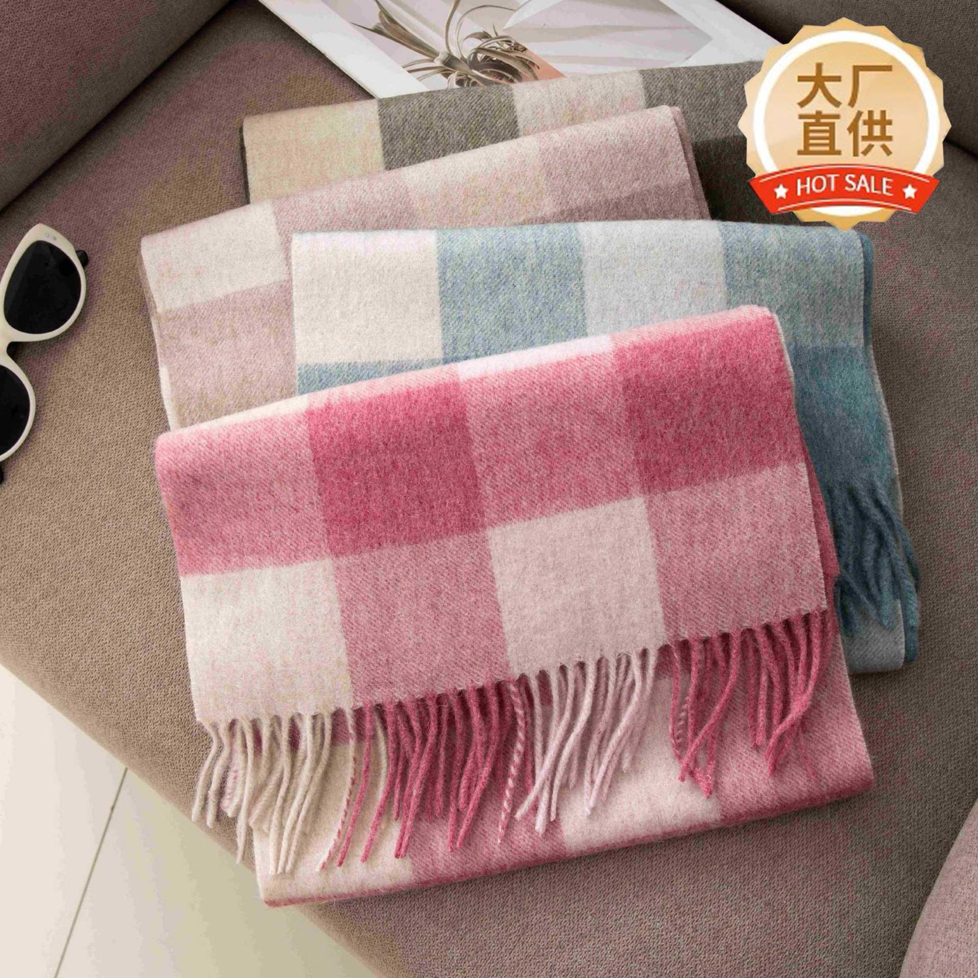 The 100% Wool Plaid Fringe Wrap