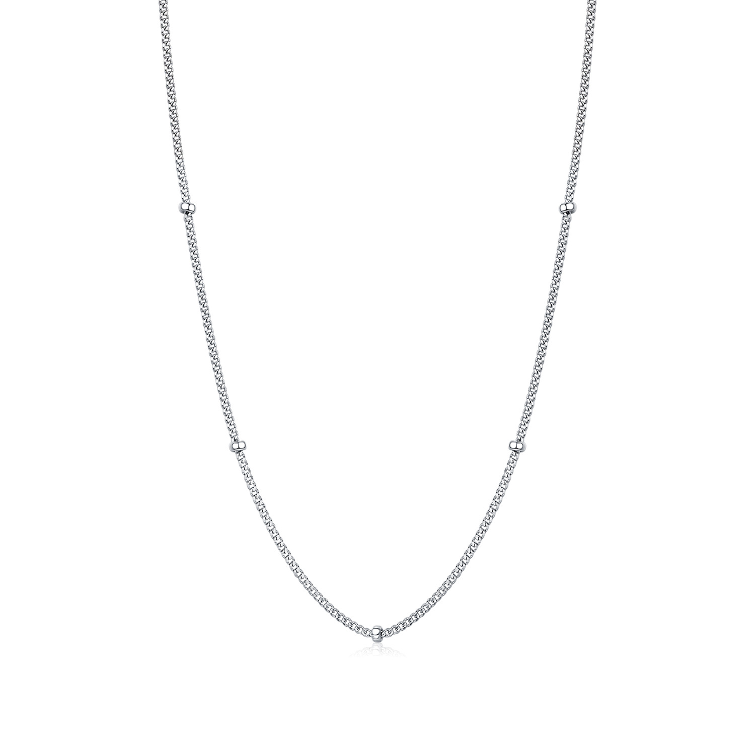 The S925 Sterling Silver Side Bead Chain Necklace - Image 5