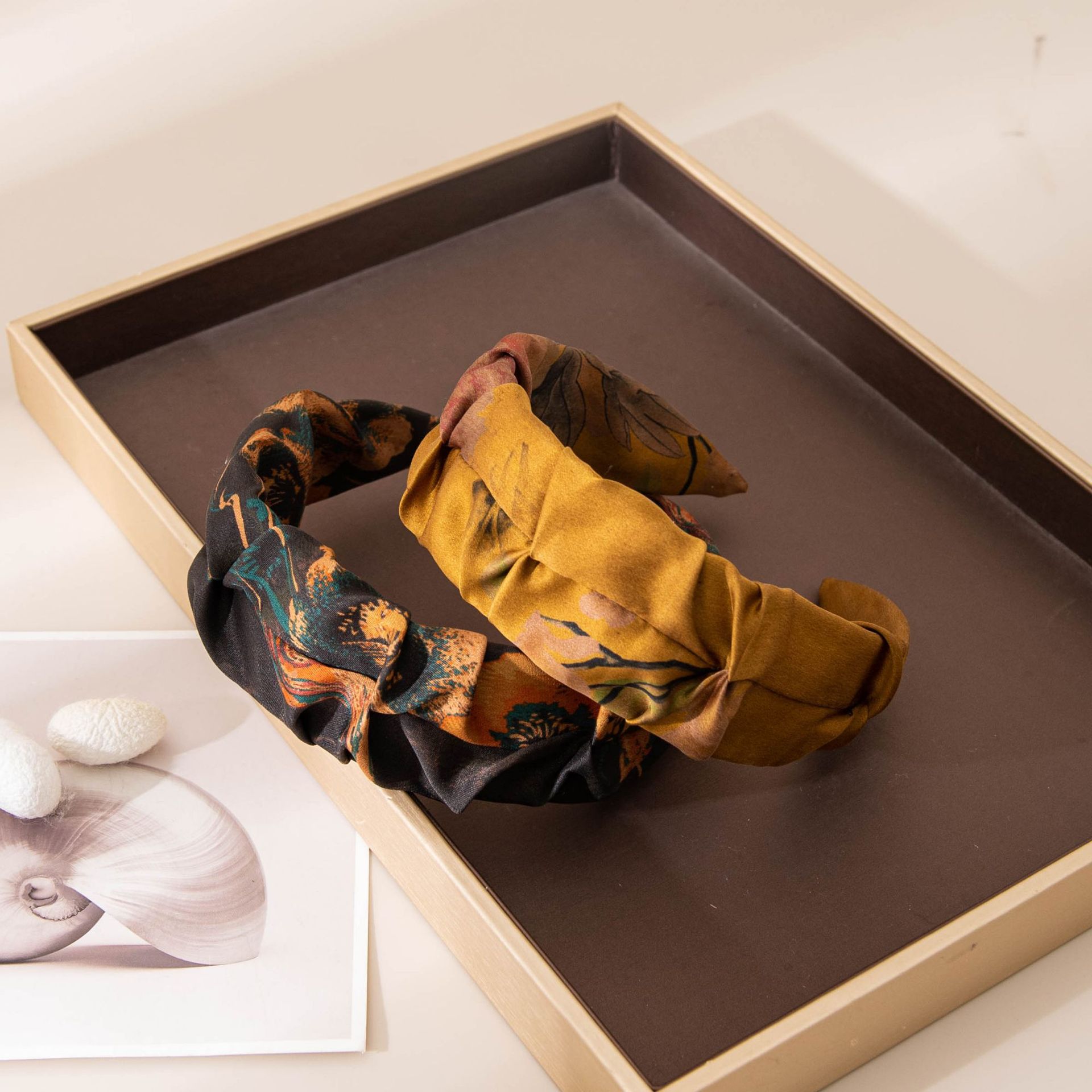 The Mulberry Silk Embossed Wide Headband - Image 2