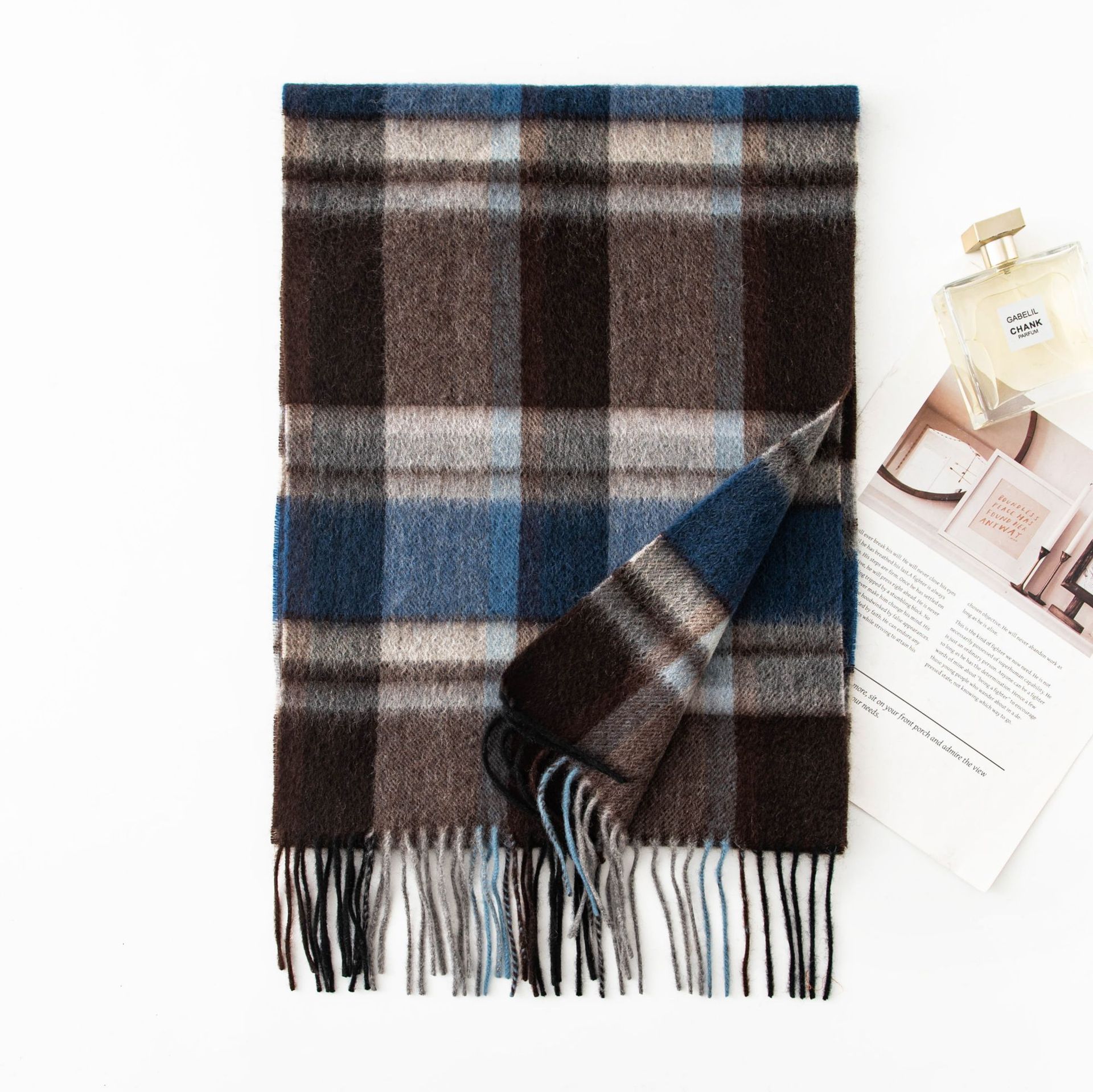 FHY25-7128-1 Coffee Blue Plaid