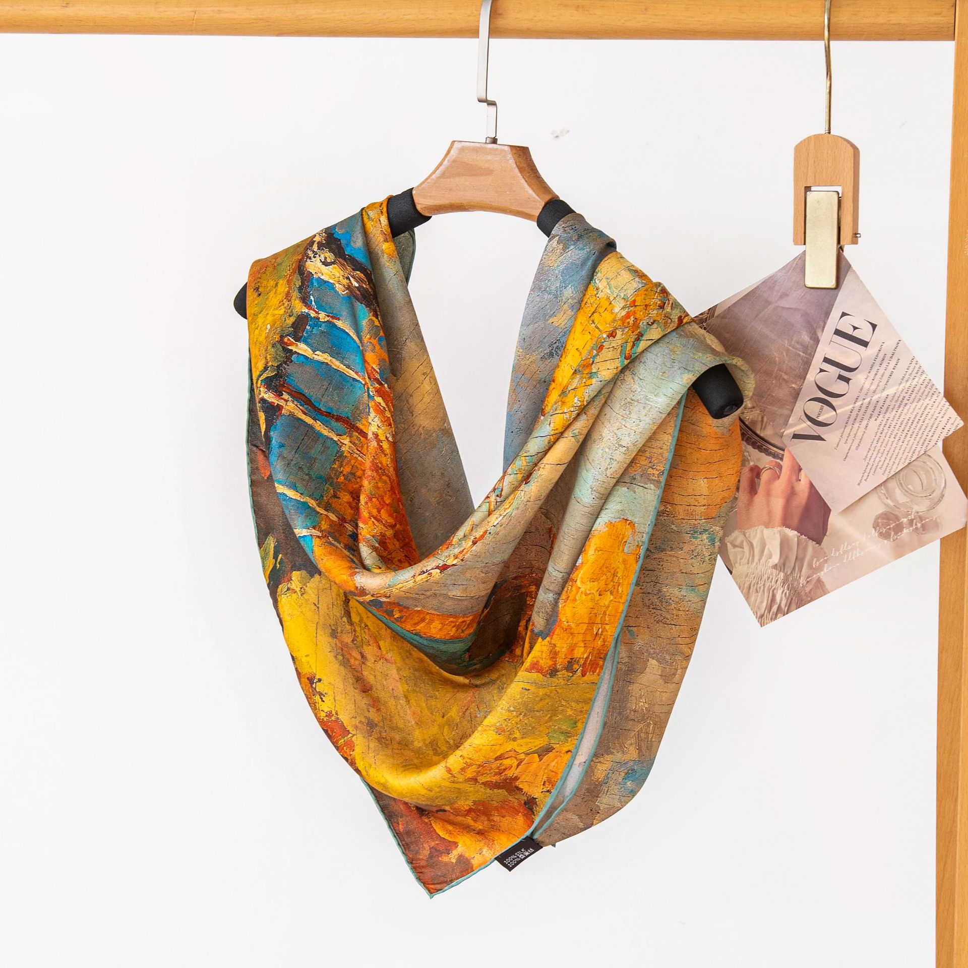 The Mulberry Silk Gold Square Neck Scarf - Image 4