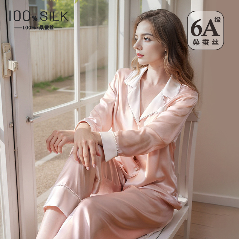 The 19 Momme 100% Mulberry Silk Long Sleeve Pajama Set - Image 4