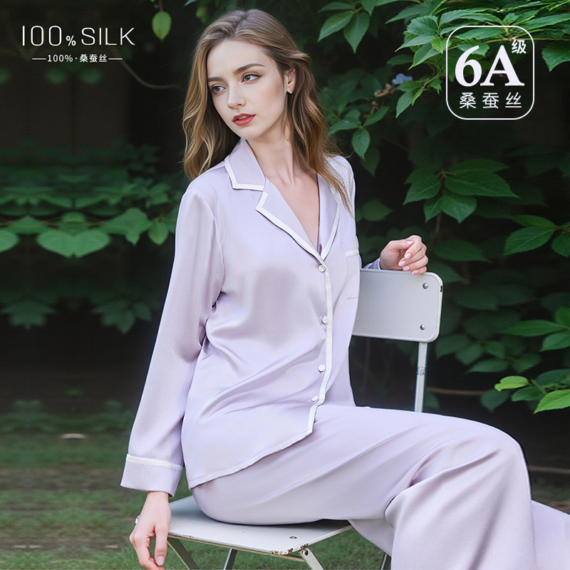 The 19 Momme 100% Mulberry Silk Long Sleeve Pajama Set - Image 3
