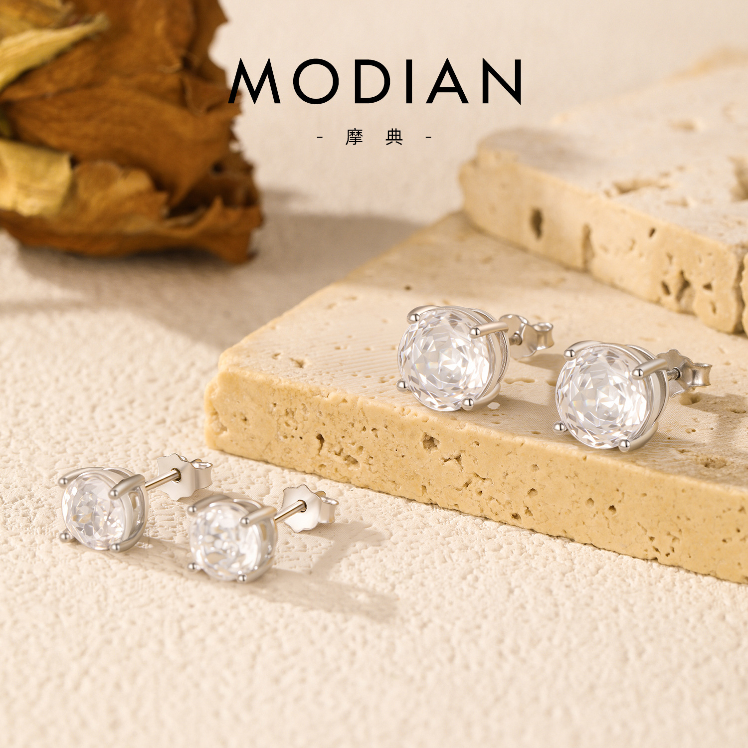 The S925 Sterling Silver Rose Cut Single Diamond Stud Earrings