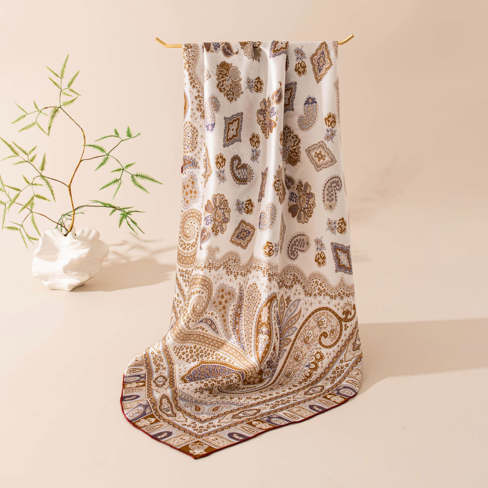The Mulberry Silk Square Scarf with Paisley Print - Image 2