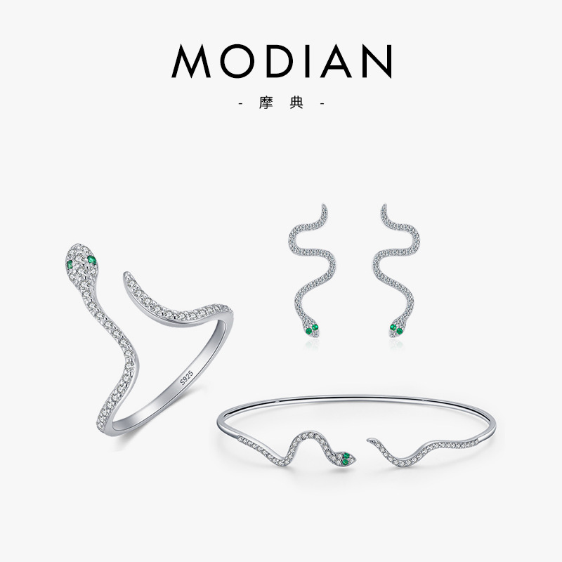 The S925 Silver Snake Ring and Bracelet Set