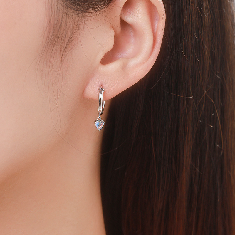 The S925 Sterling Silver Moonstone Earrings - Image 2