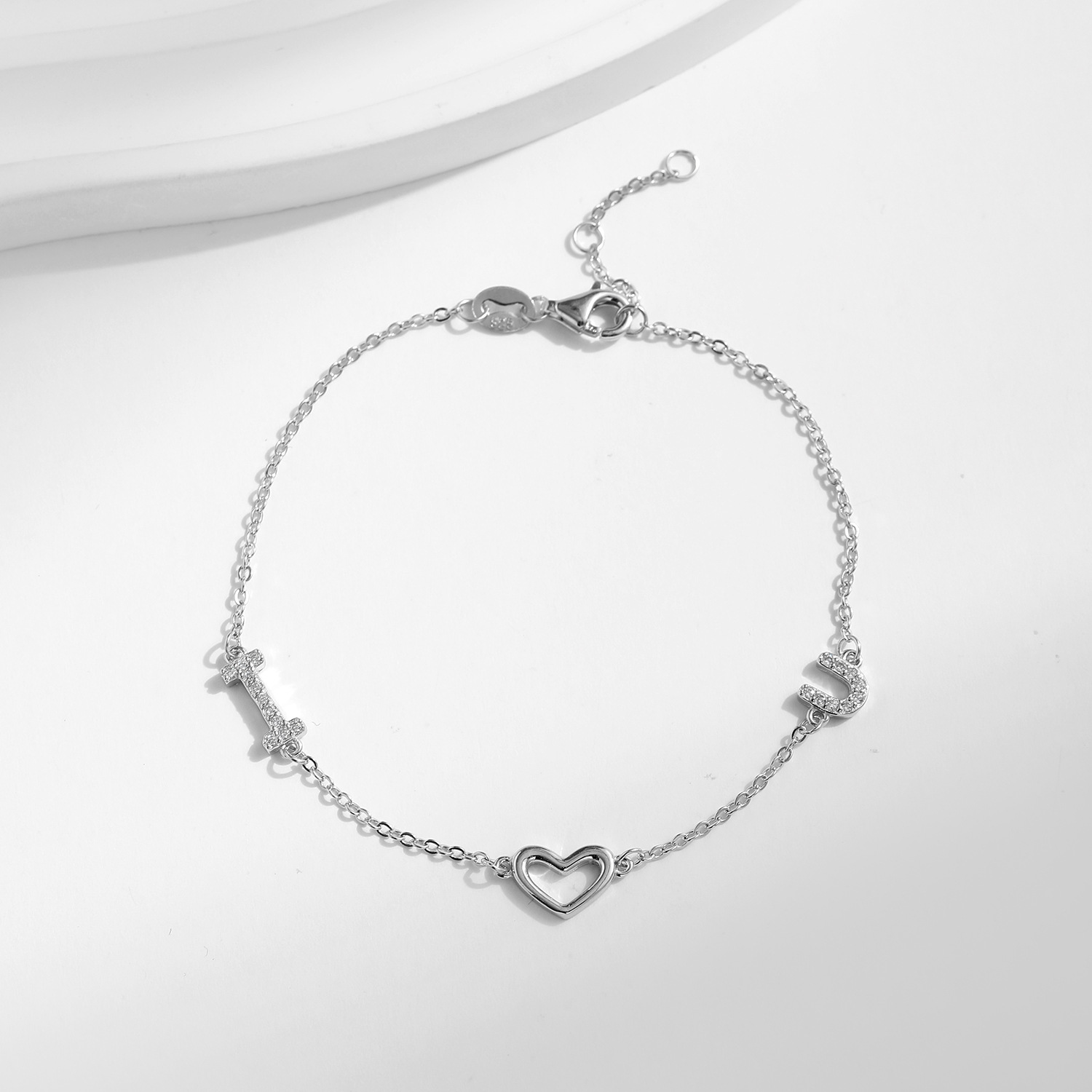 The S925 Sterling Silver Letter Heart Bracelet - Image 4