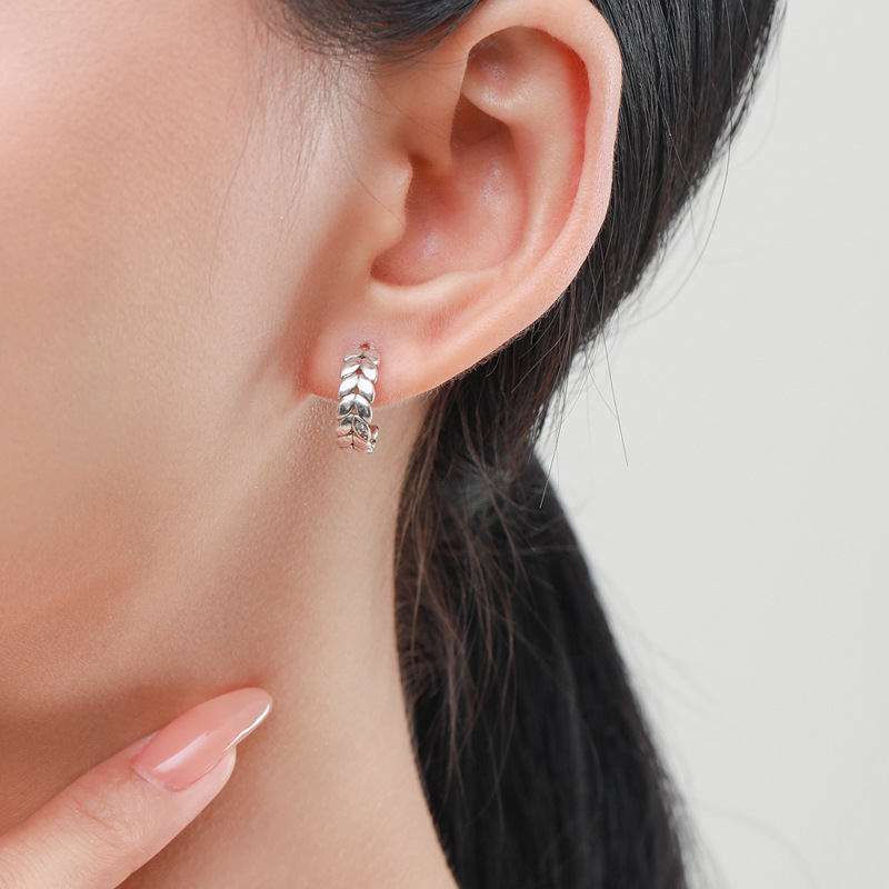 The S925 Silver Lucky Leaf Ring and Earring Set - Image 2