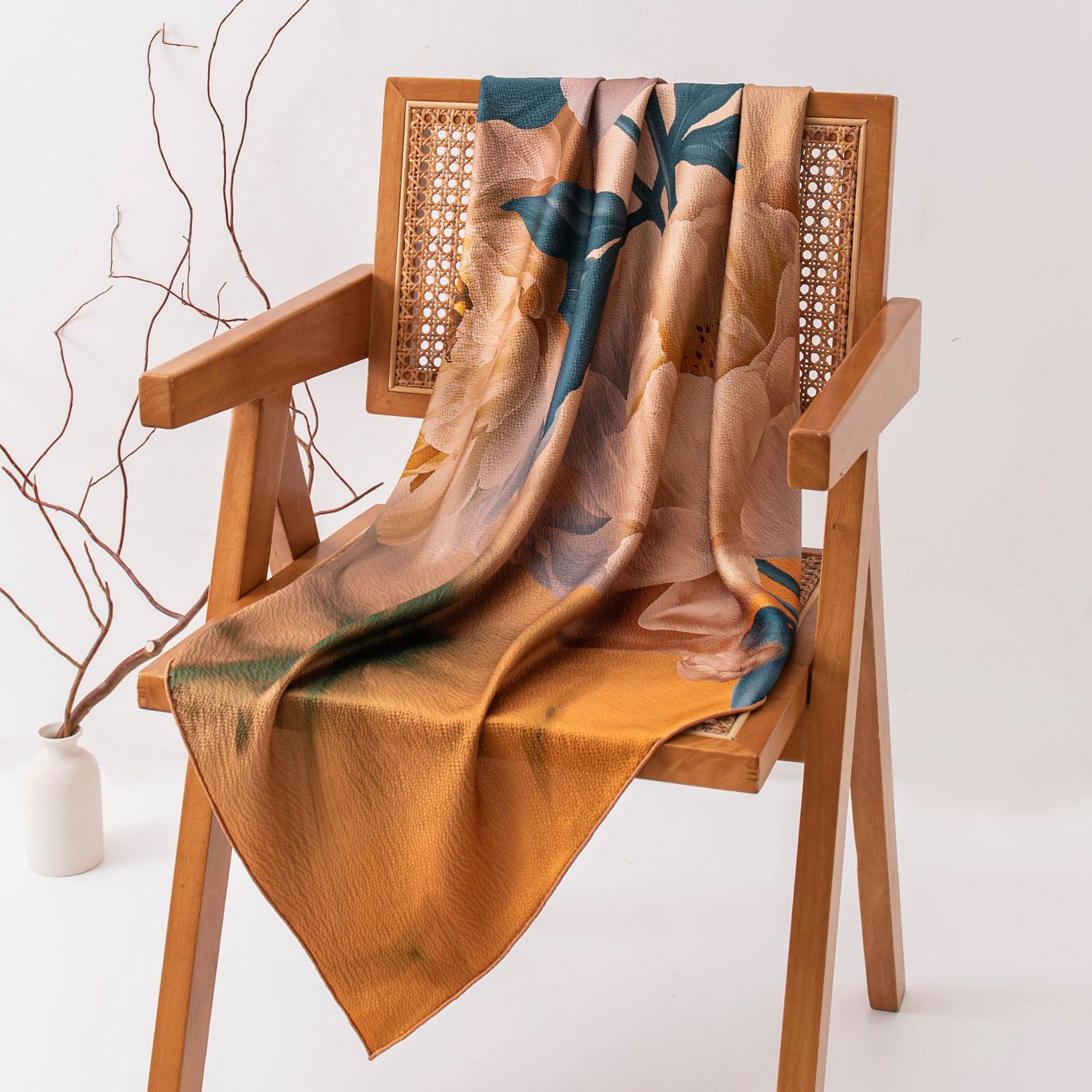 The Double-Sided Pearl Satin Mulberry Silk Square Scarf - Image 2