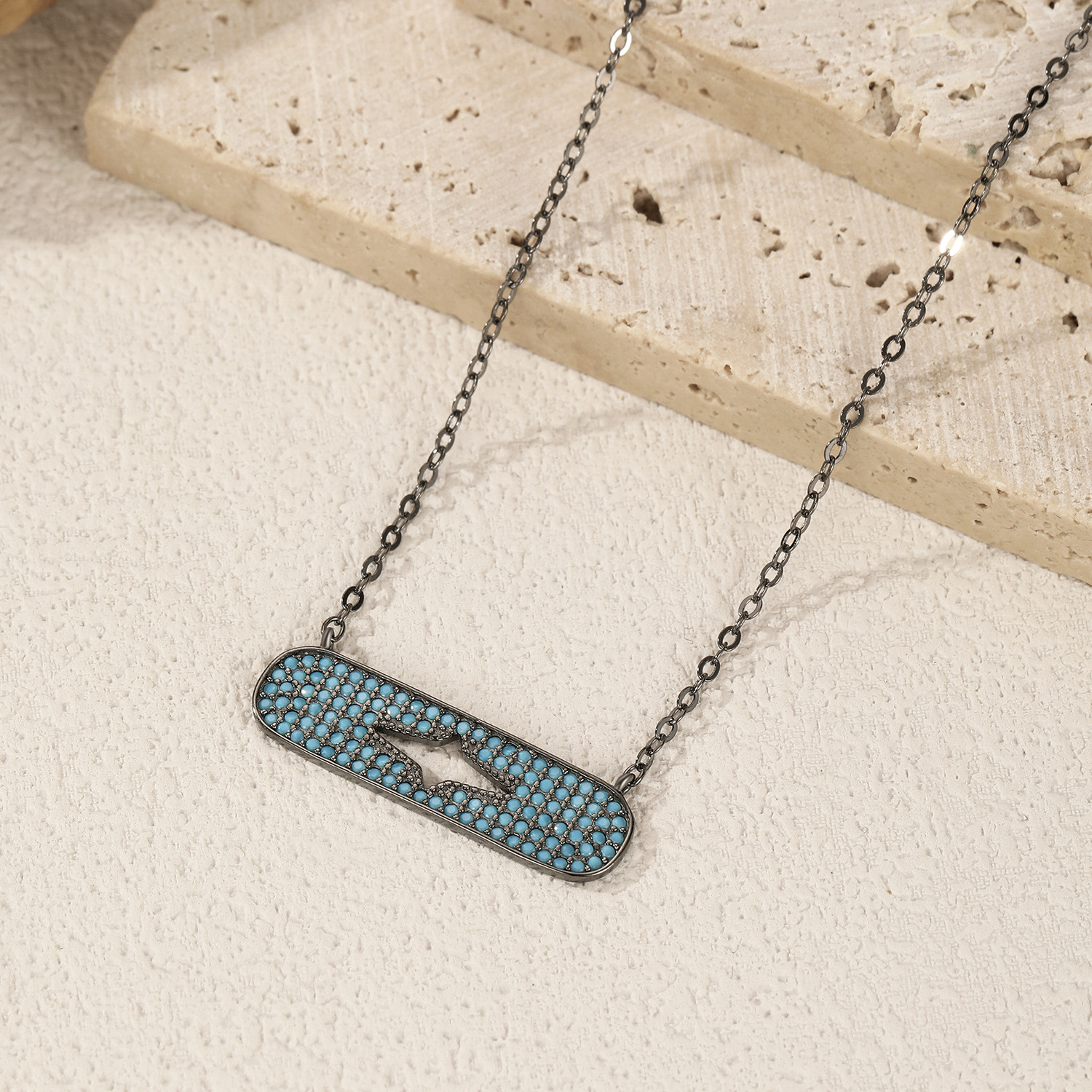 The S925 Sterling Silver Starry Turquoise Pendant Necklace - Image 4