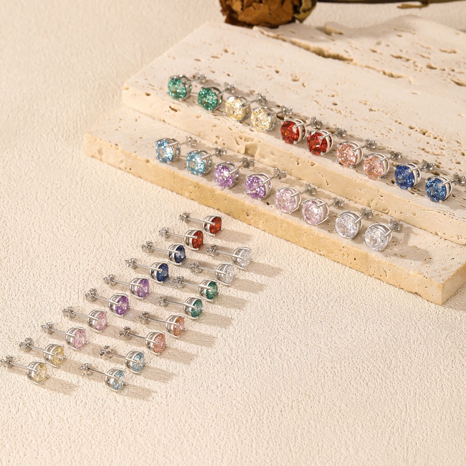 The S925 Silver Rose Cut Cubic Zirconia Ear Cuff Stud Earrings - Image 4