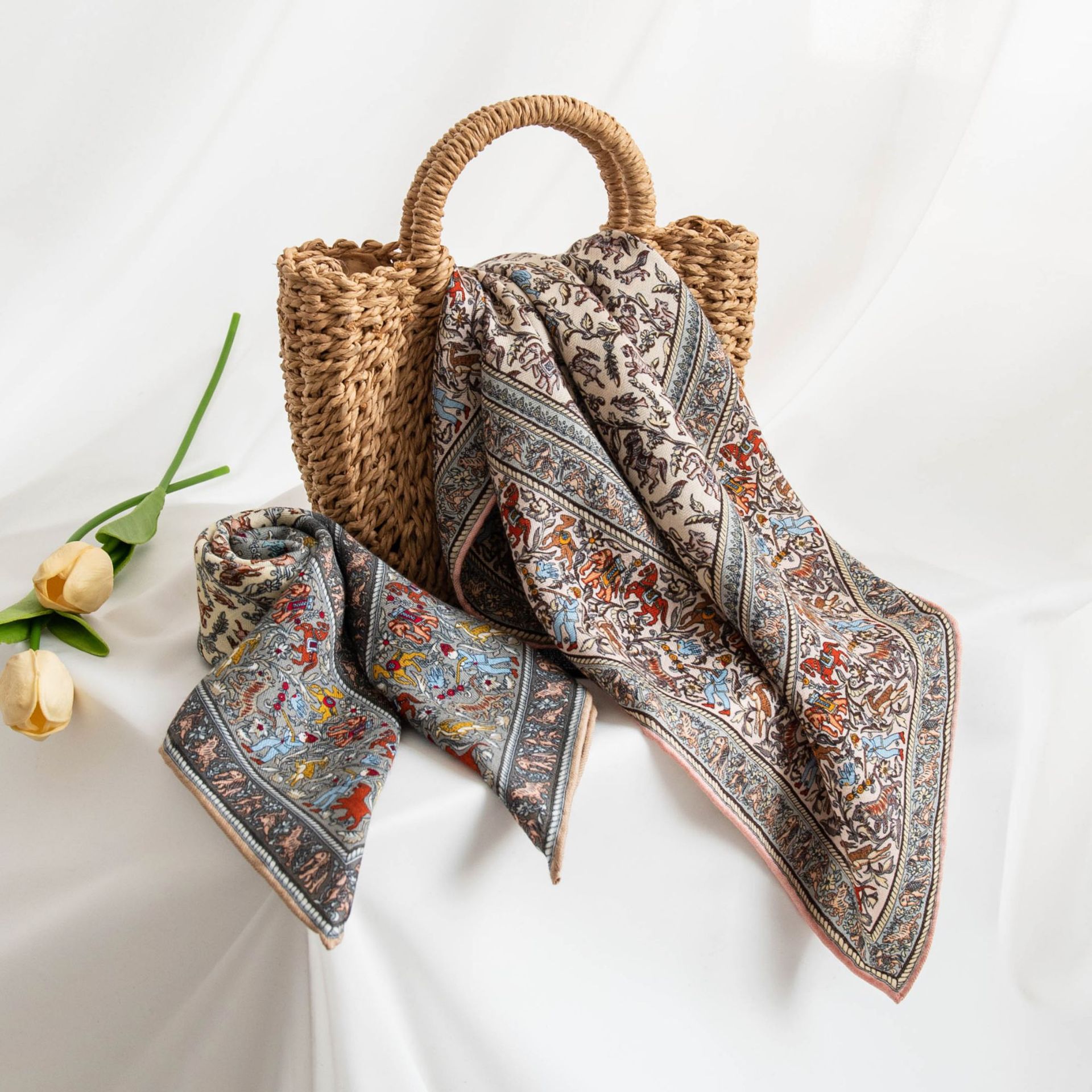 The Elegant Paisley Silk Wool Scarf Shawl