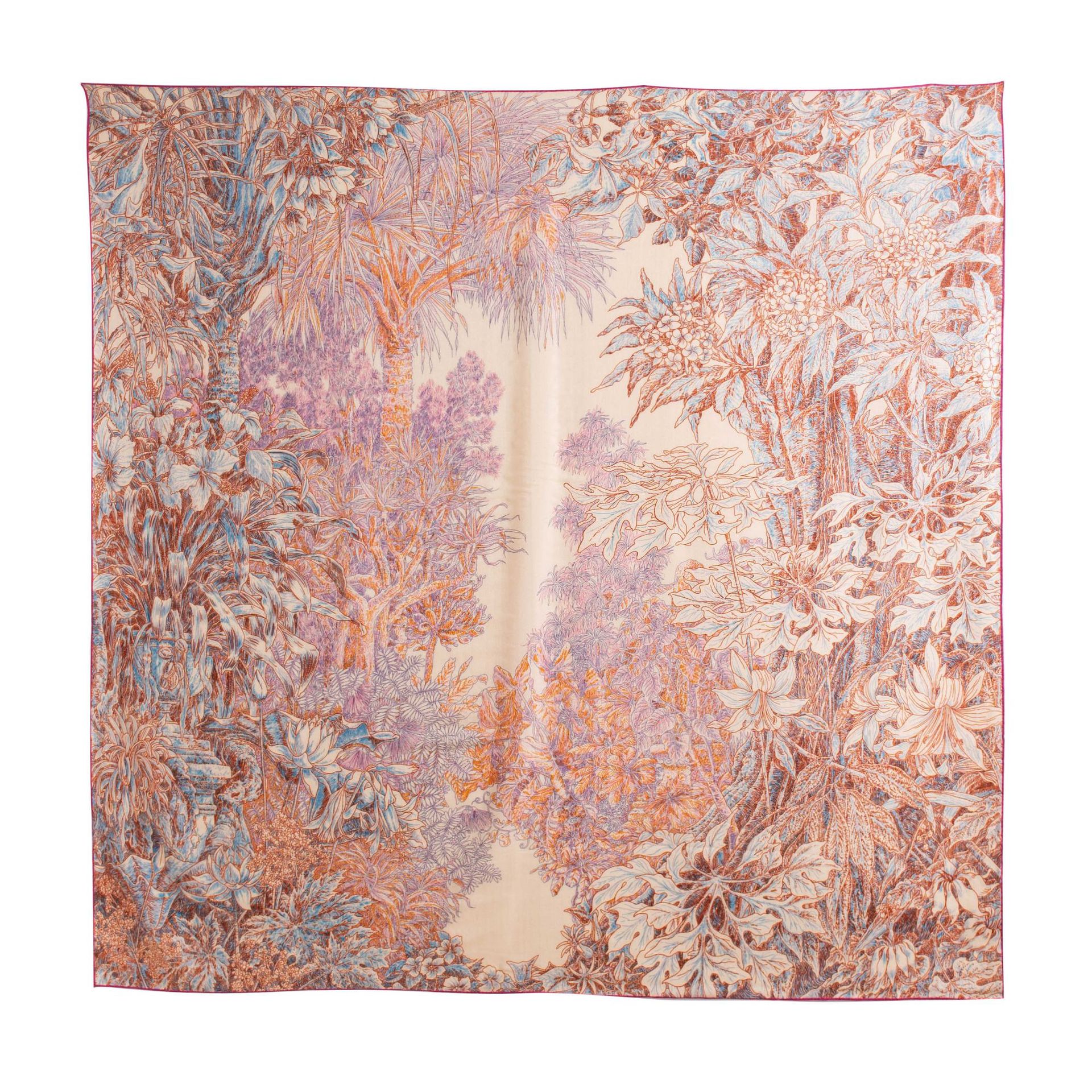 FHZ25-90013-2 Hand Rolled Double-Sided Towel Light Orange Floral