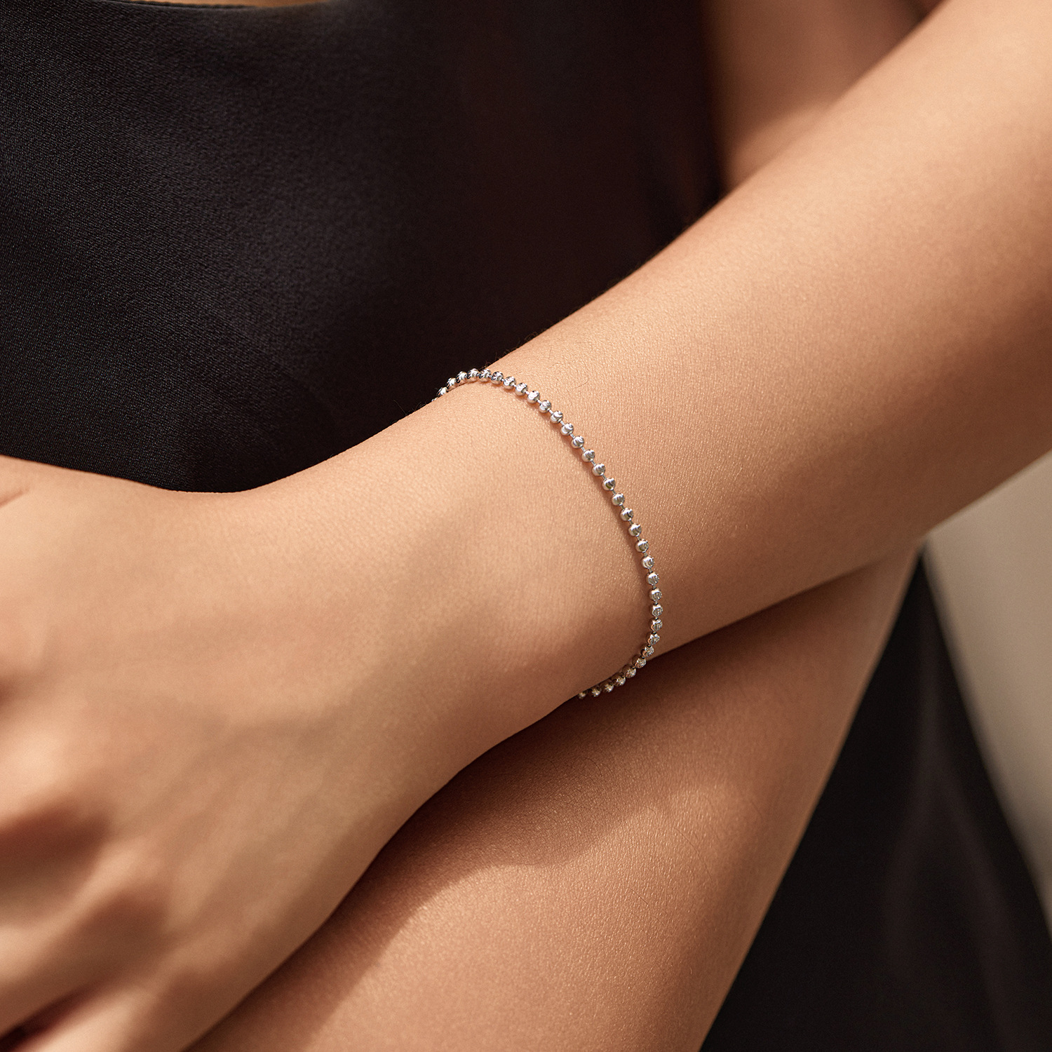 The S925 Sterling Silver Moon Bead Chain Bracelet - Image 2