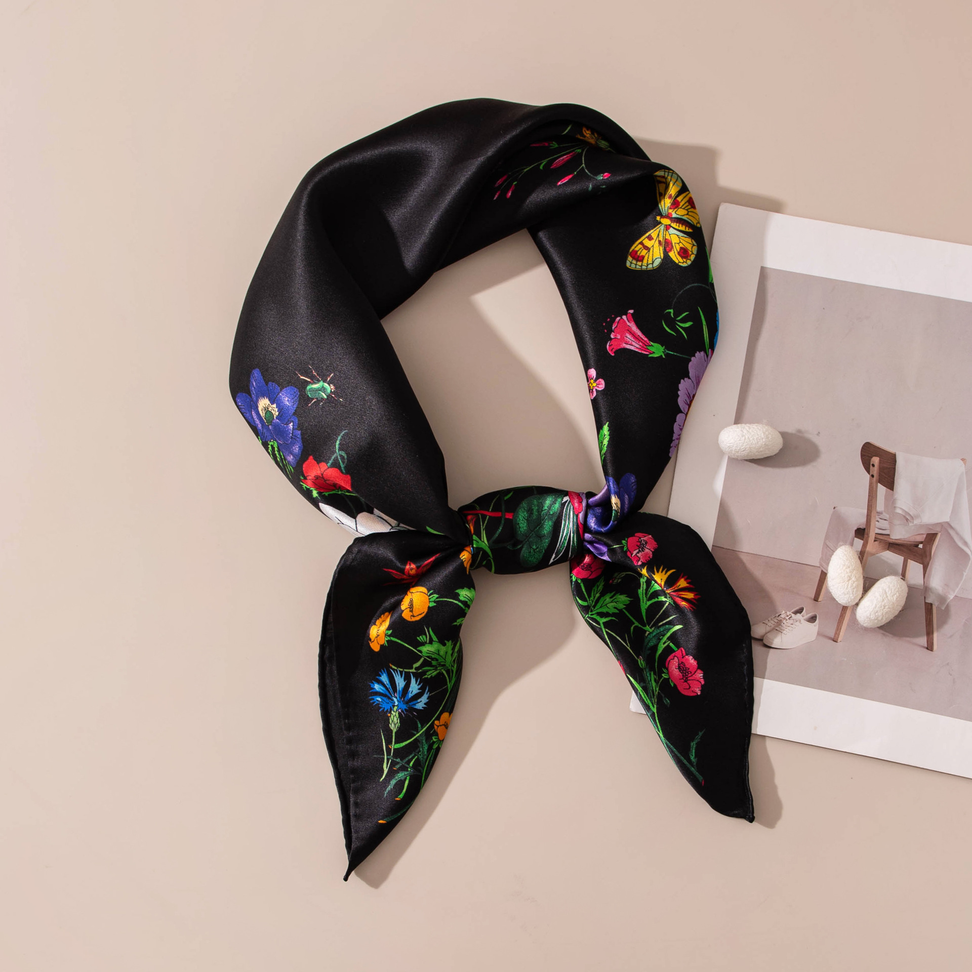 The Hand Rolled Silk Print Scarf - Image 4