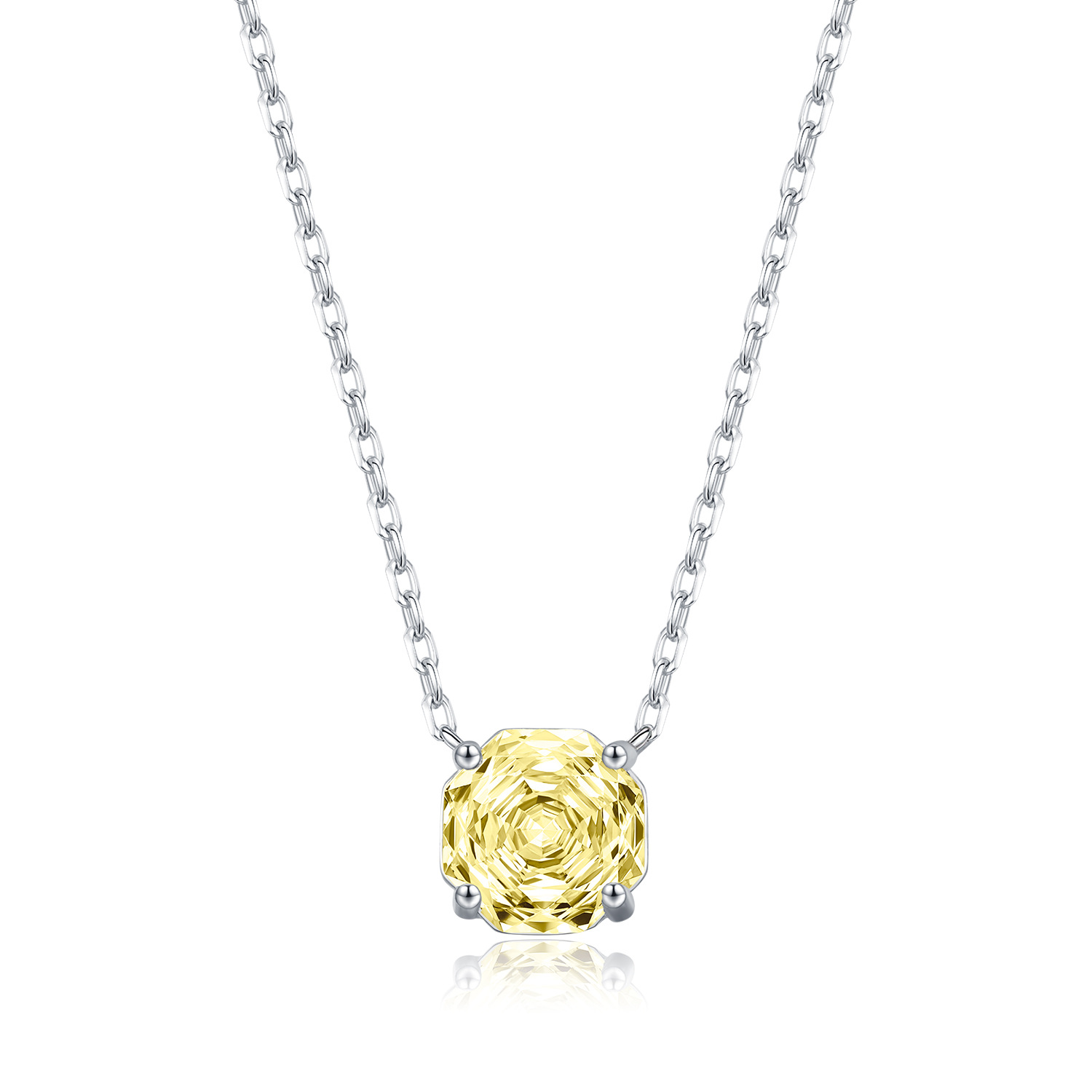 The S925 Sterling Silver Octagon Yellow Rose Cut Diamond Necklace - Image 5