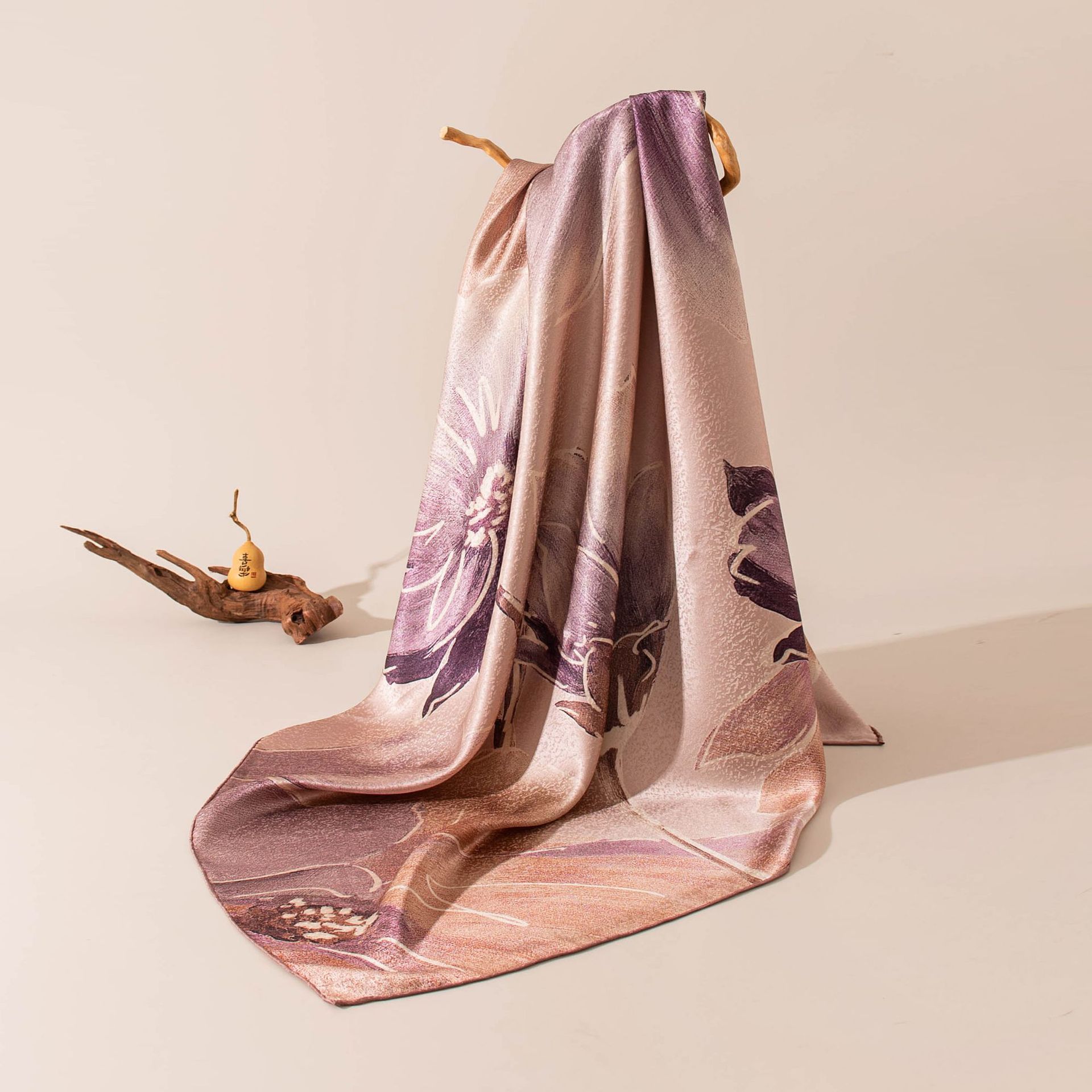 The Snowflake Satin Double-Sided Silk Scarf Shawl - Image 3