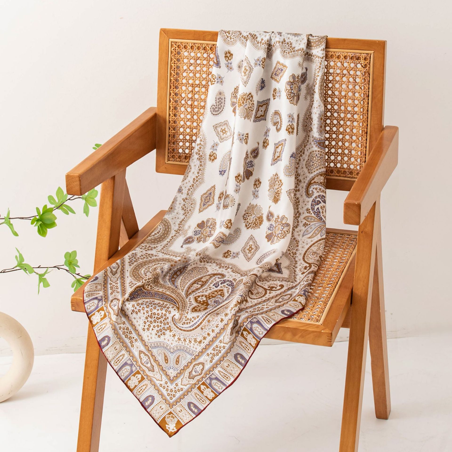 The Mulberry Silk Square Scarf with Paisley Print
