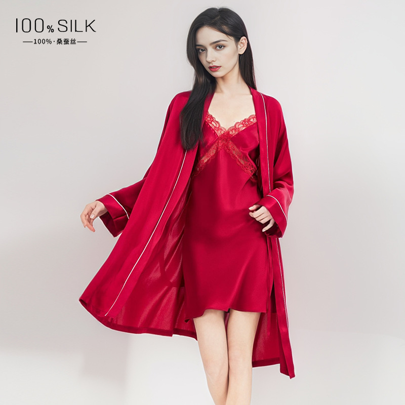 The 100% Mulberry Silk Sleep Dress and Robe Set - Image 4