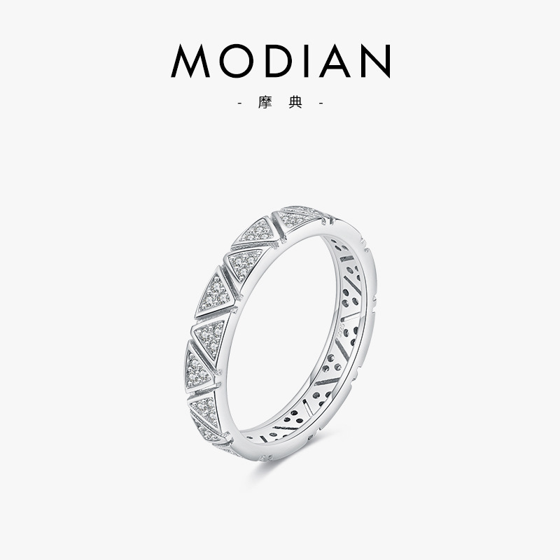 The S925 Sterling Silver Geometric Full Diamond Ring