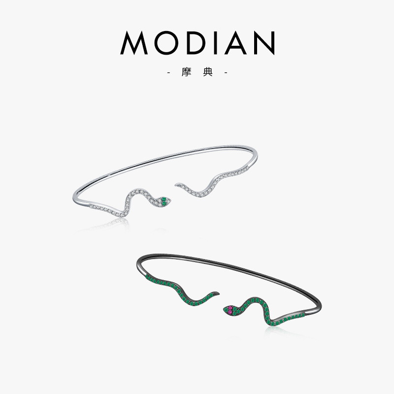 The S925 Sterling Silver Snake Open Bangle Bracelet