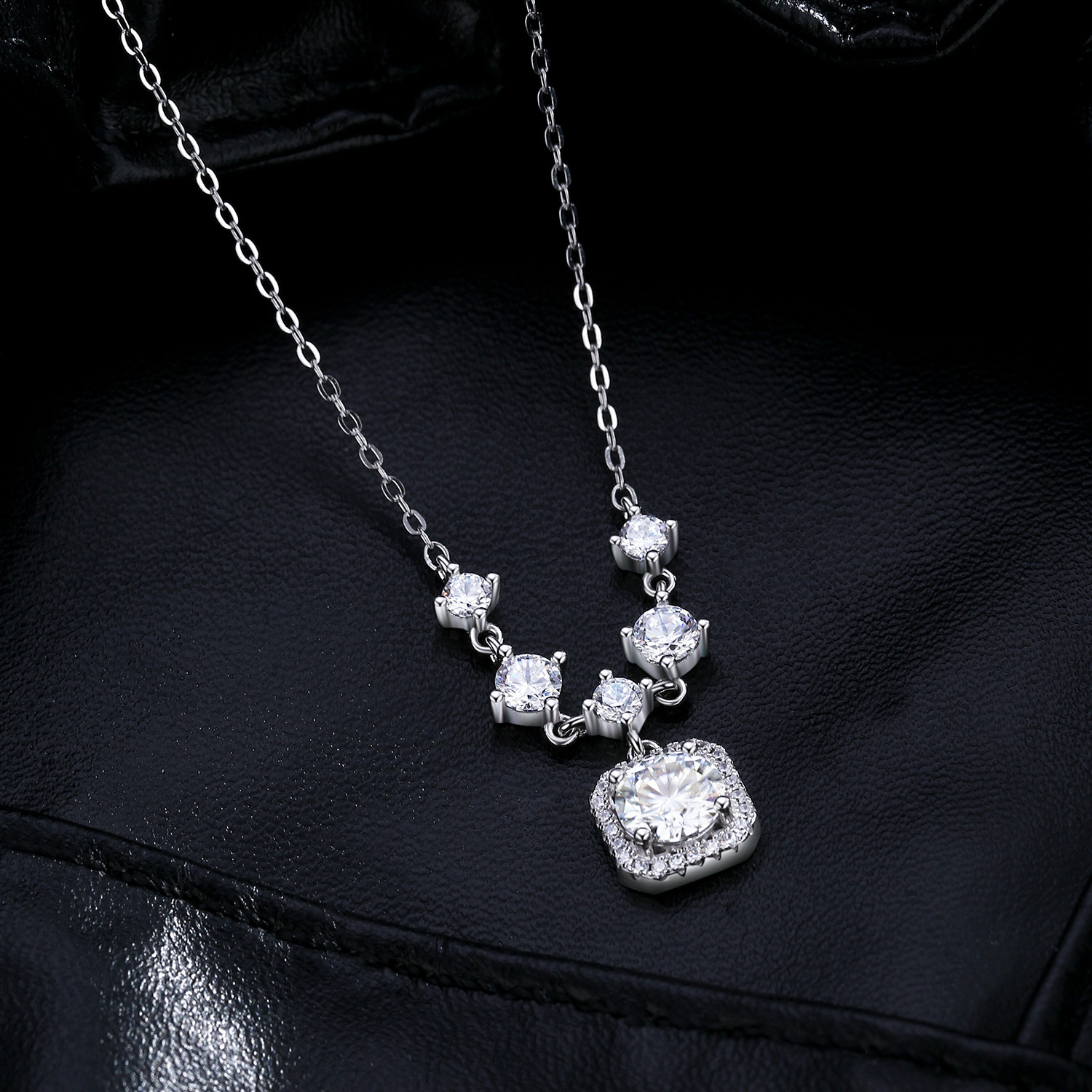 The 1 Carat Moissanite S925 Sterling Silver Geometric Necklace - Image 4