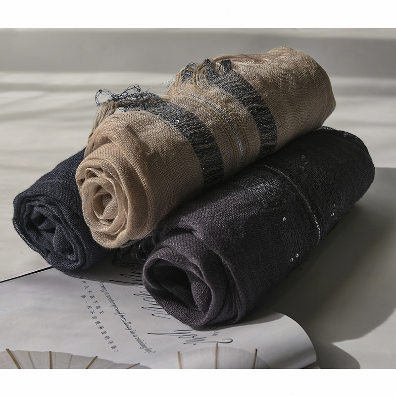 The 100% Linen Solid Color Fringe Scarf - Image 3