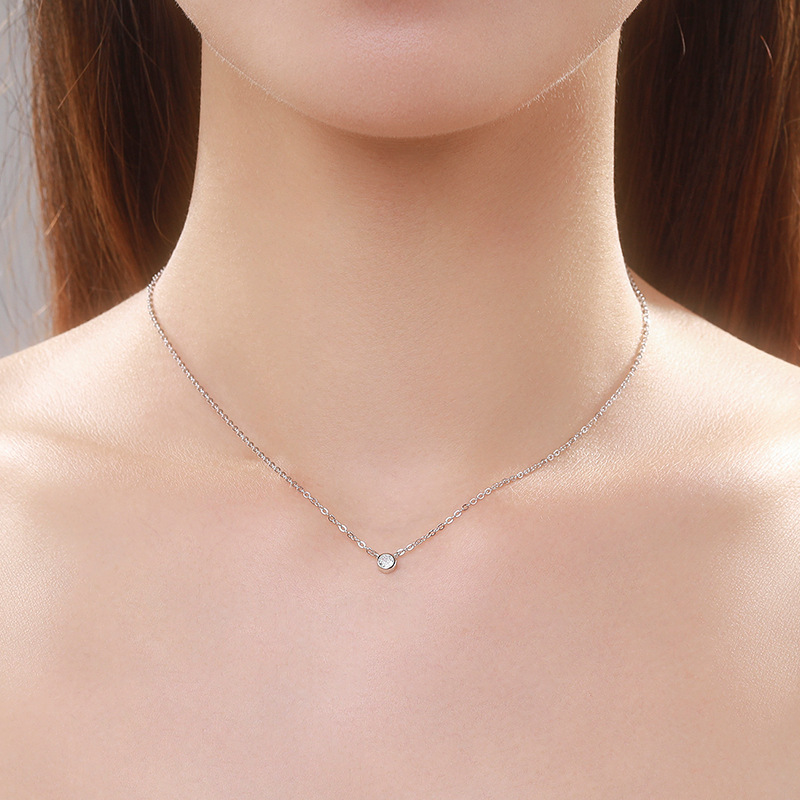 The S925 Sterling Silver Zirconia Collarbone Necklace - Image 2