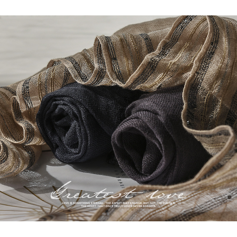 The 100% Linen Solid Color Fringe Scarf - Image 4