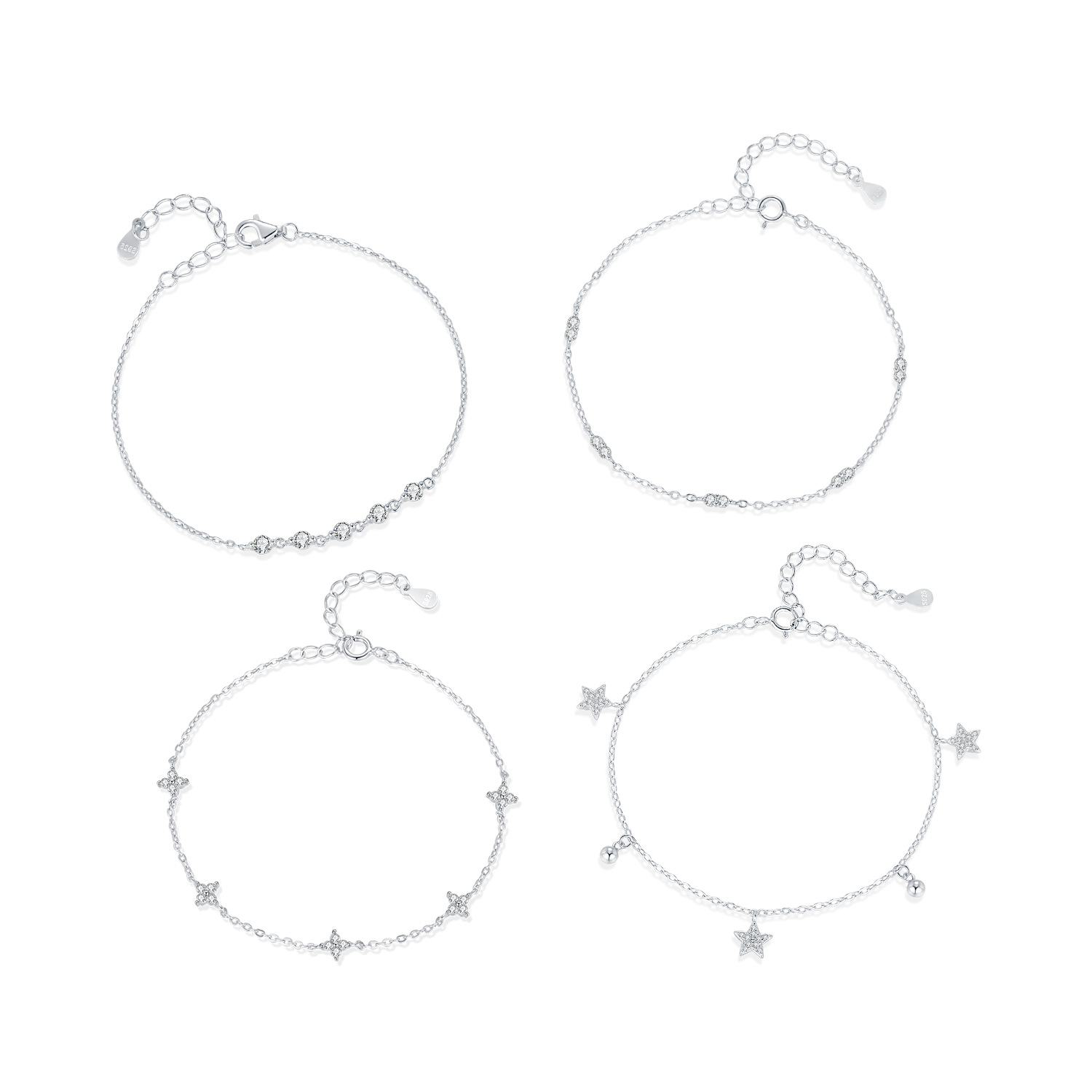 The S925 Sterling Silver Star Clover Tennis Bracelet - Image 5