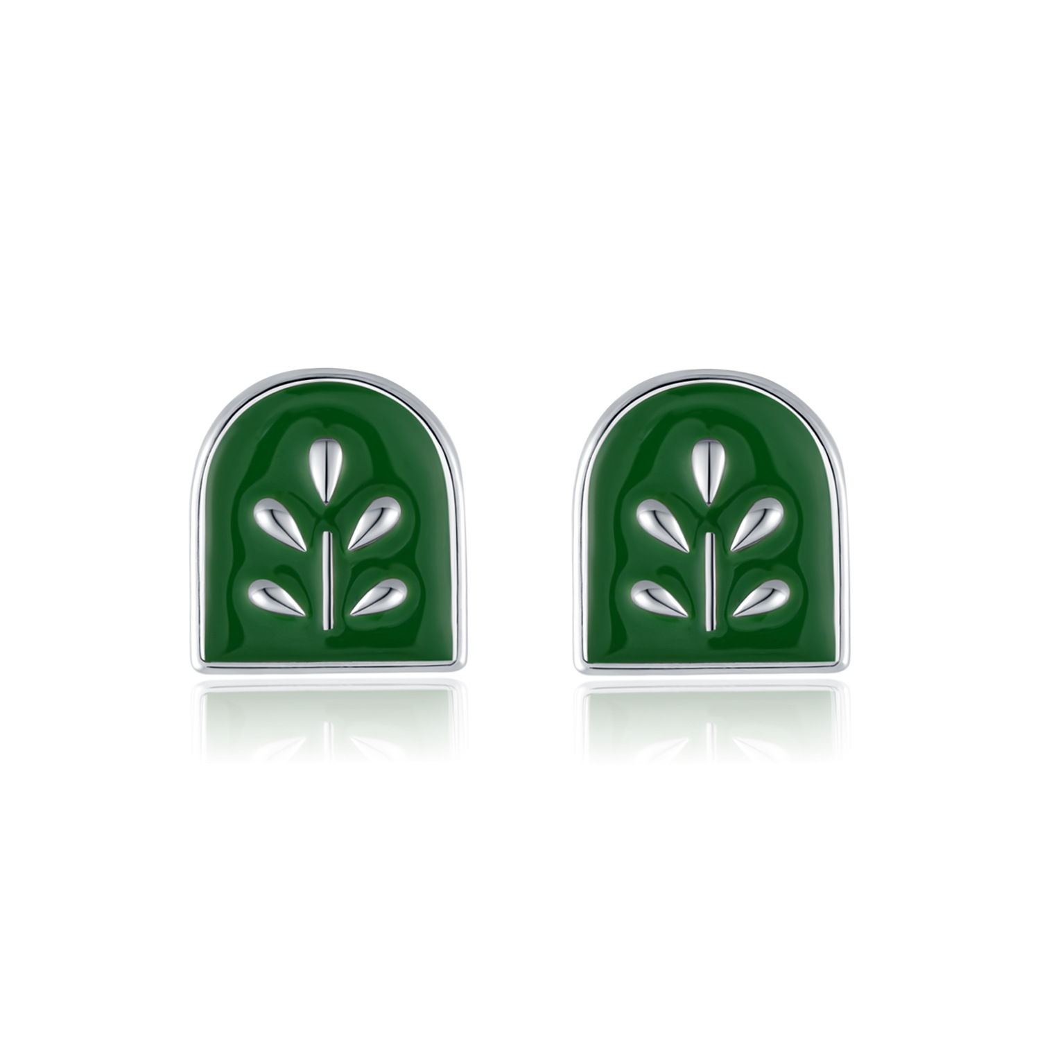 The S925 Sterling Silver Botanical Badge Earrings - Image 5