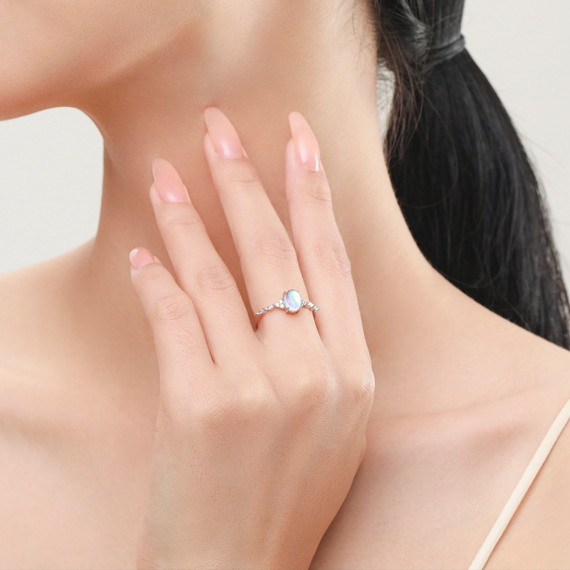 The Sterling Silver Moonstone Bracelet and Ring Set - Image 2