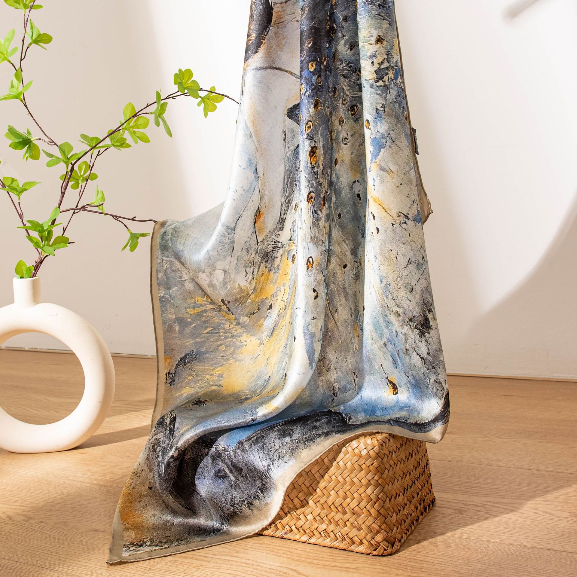 The Mulberry Silk Square Scarf with Printed Design - Image 3