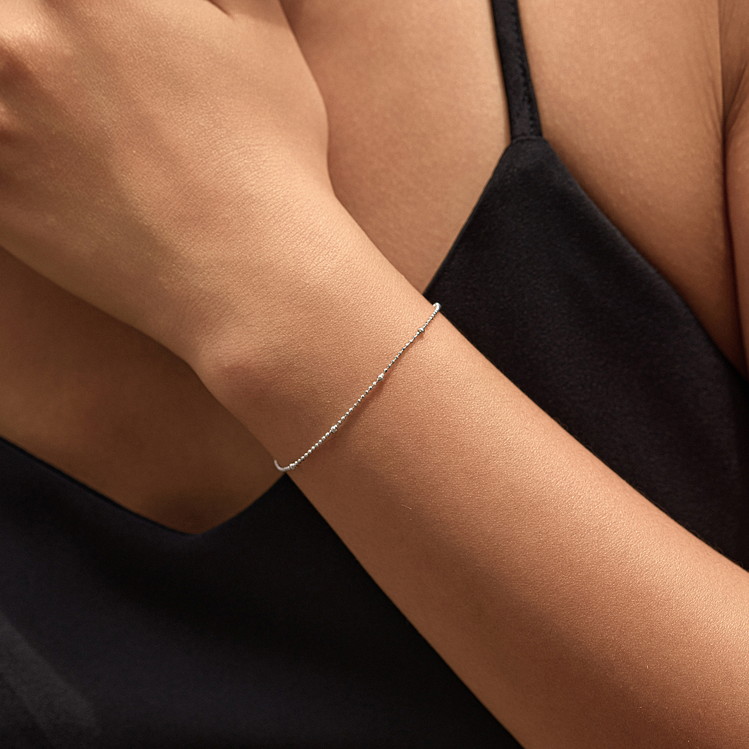The S925 Sterling Silver Beaded Chain Bracelet - Image 2