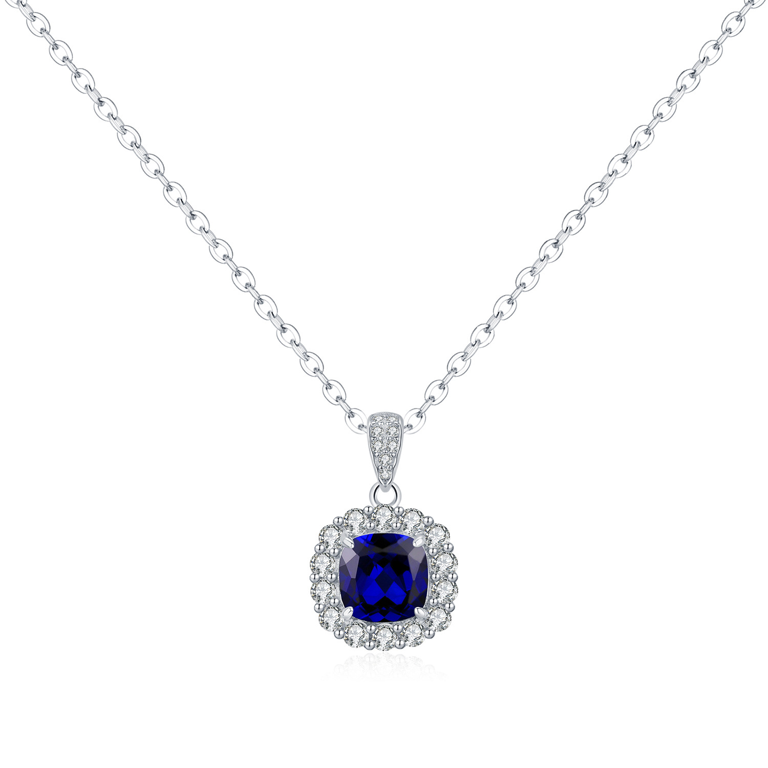 The S925 Sterling Silver Blue Sapphire Necklace - Image 5