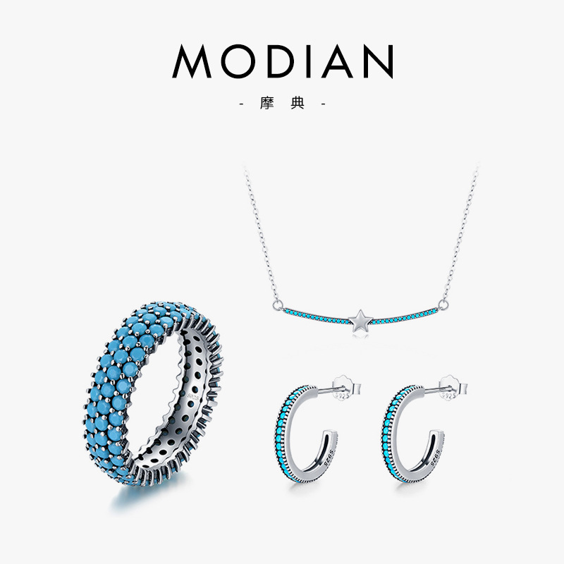 The S925 Sterling Silver Turquoise Necklace, Bracelet, and Ring Set