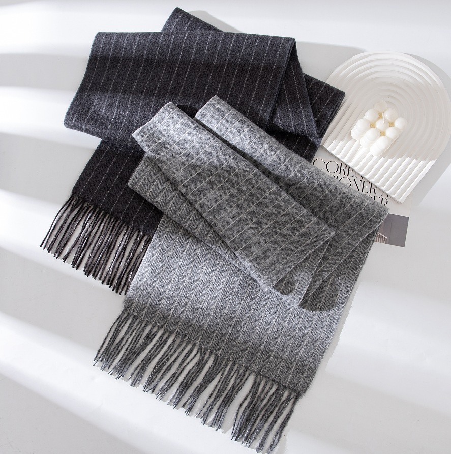 The Striped Wool Long Shawl