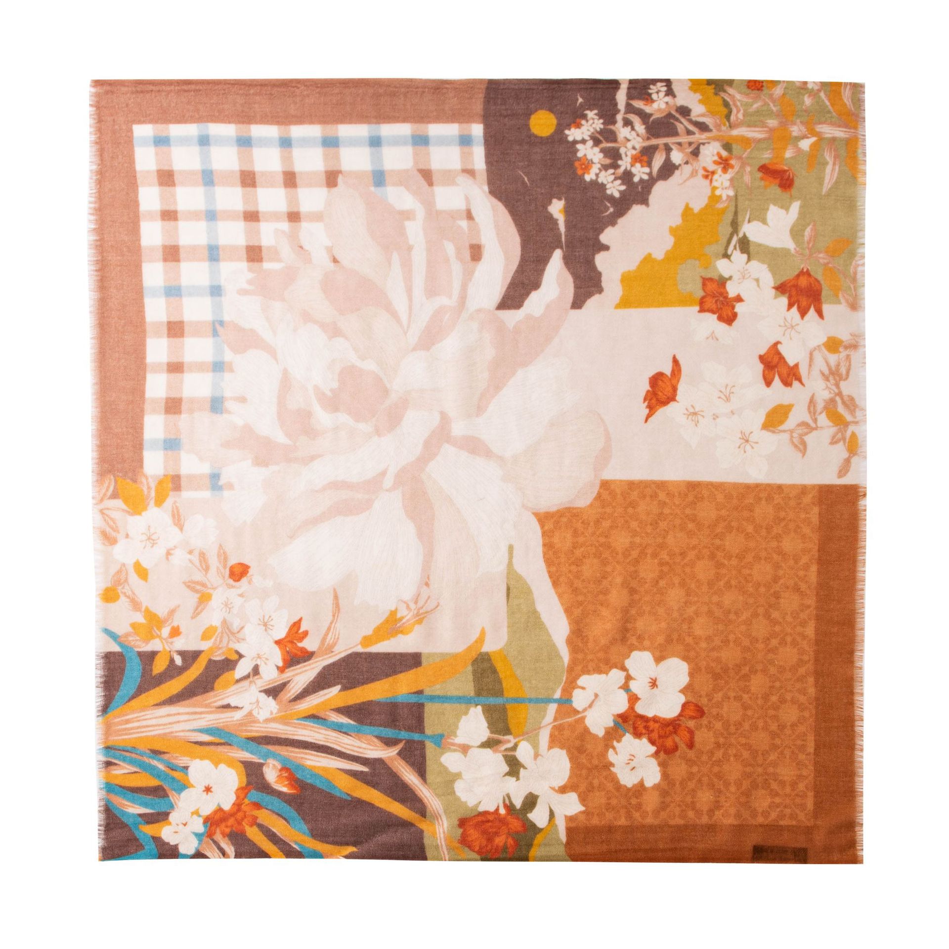 FHY25-7111-2 Coffee-Green with Orange Floral
